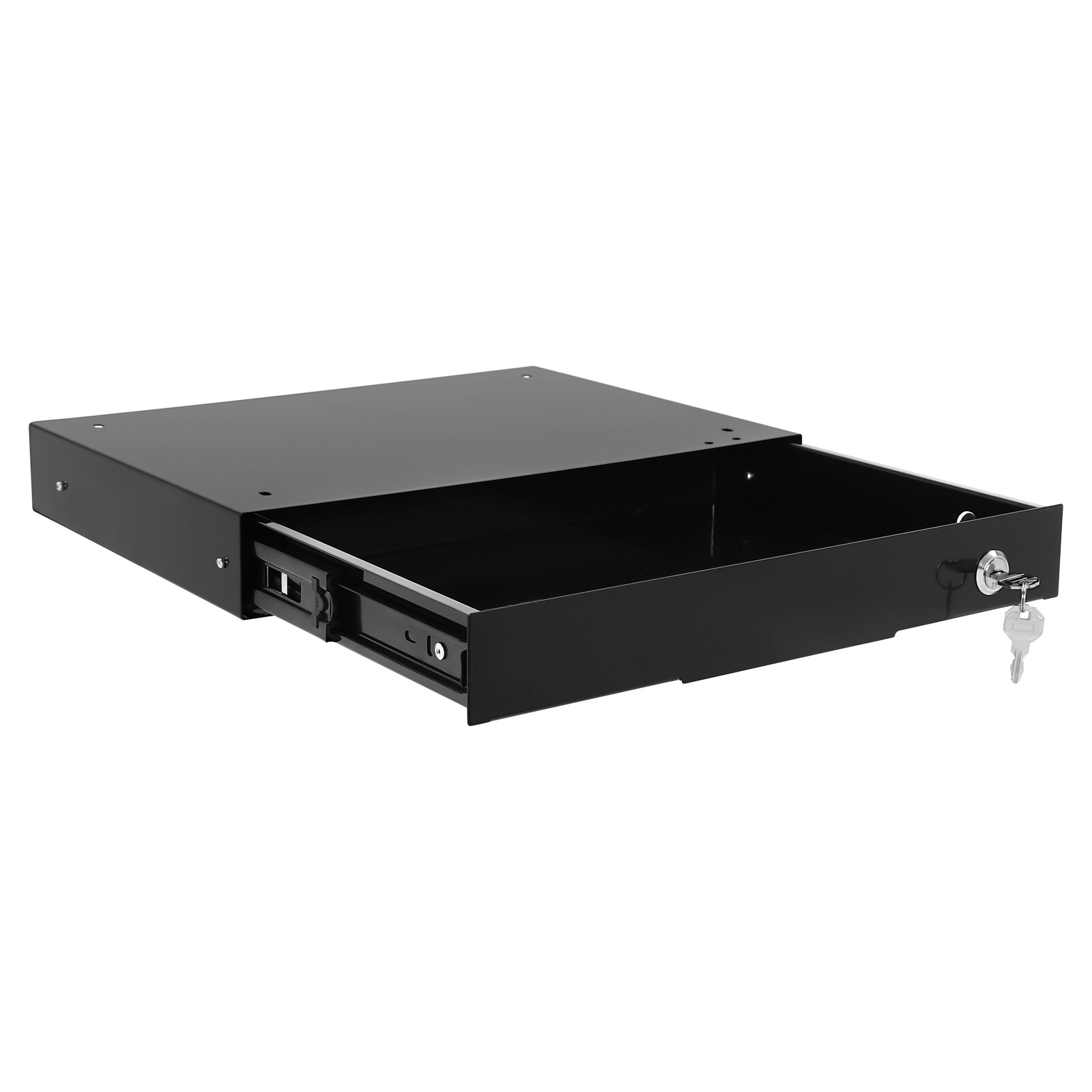 Under-Desk Sliding Drawer Organizer 36 × 27 × 5 Cm Lockable Black With Keys