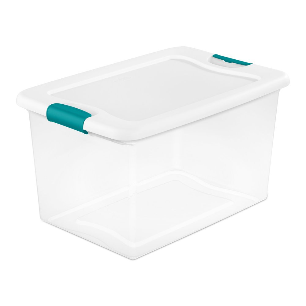 Clear Plastic Latching Box Stackable Large Storage Containers Bins 64Qt Set of 6