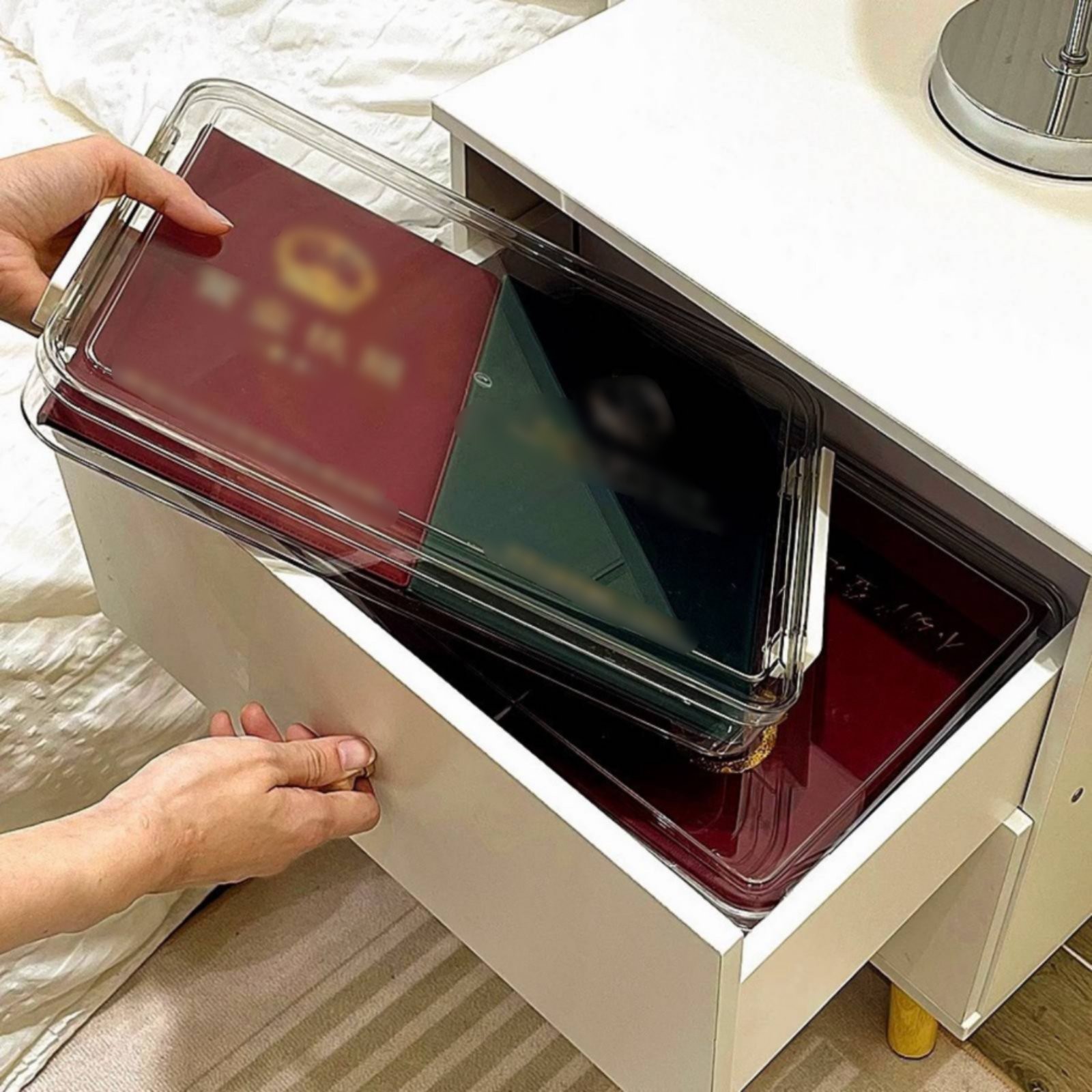 A4 File Storage Box Long-Lasting Clear Document Case Secure Latch for Desktop