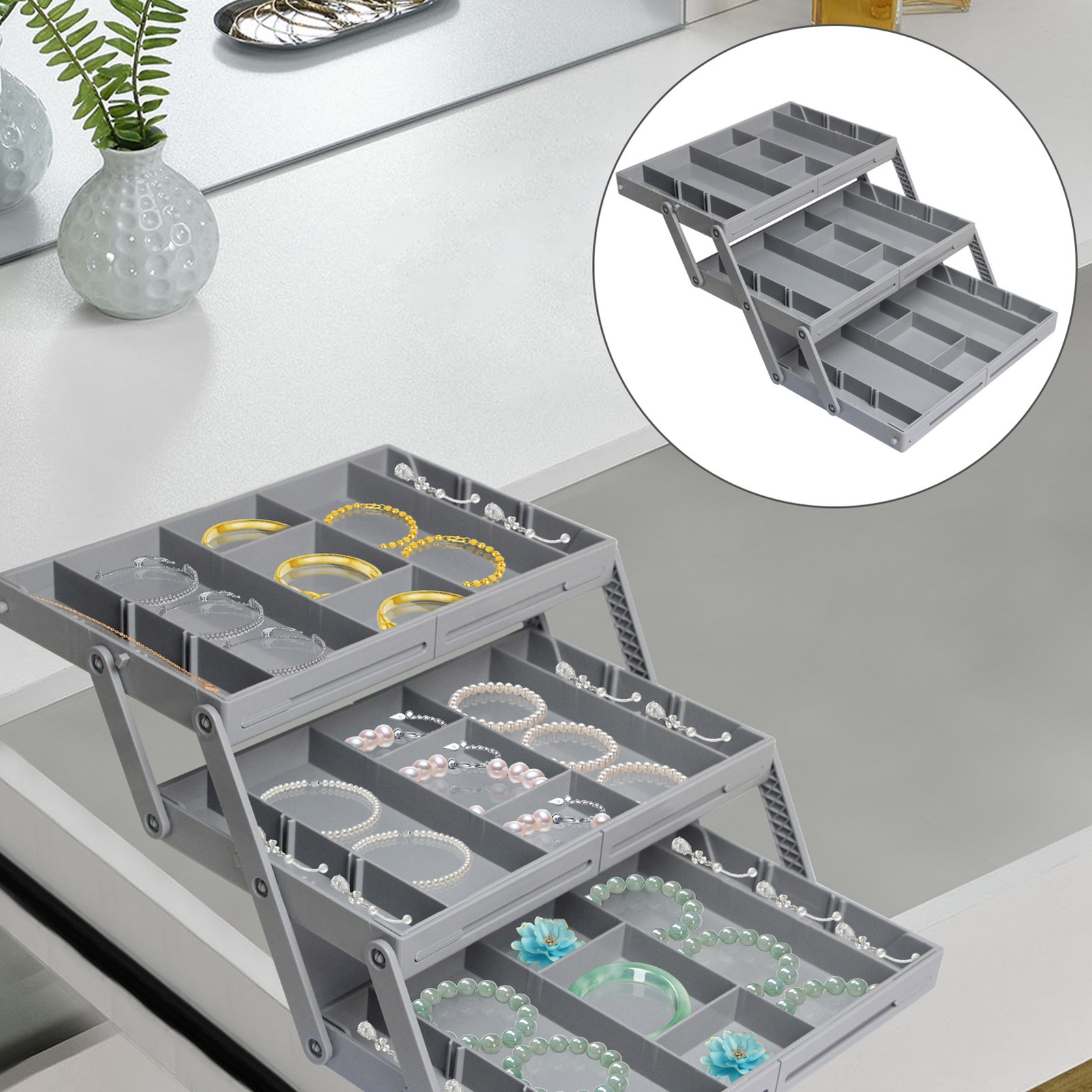 ABS Plastic Adjustable Dividers Drawer Organizer Large Capacity Foldable