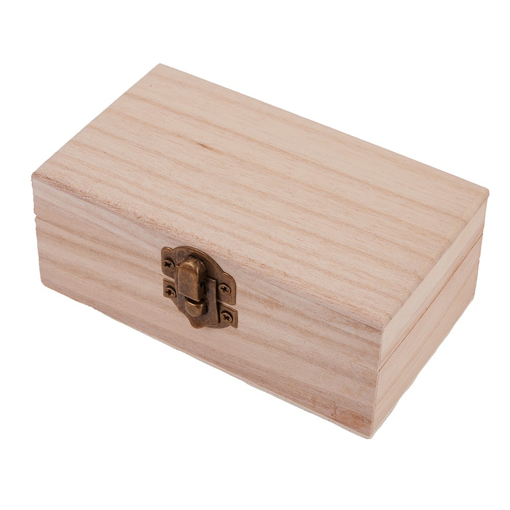 Plain Wood Wooden Square Hinged Storage Boxes Craft Box