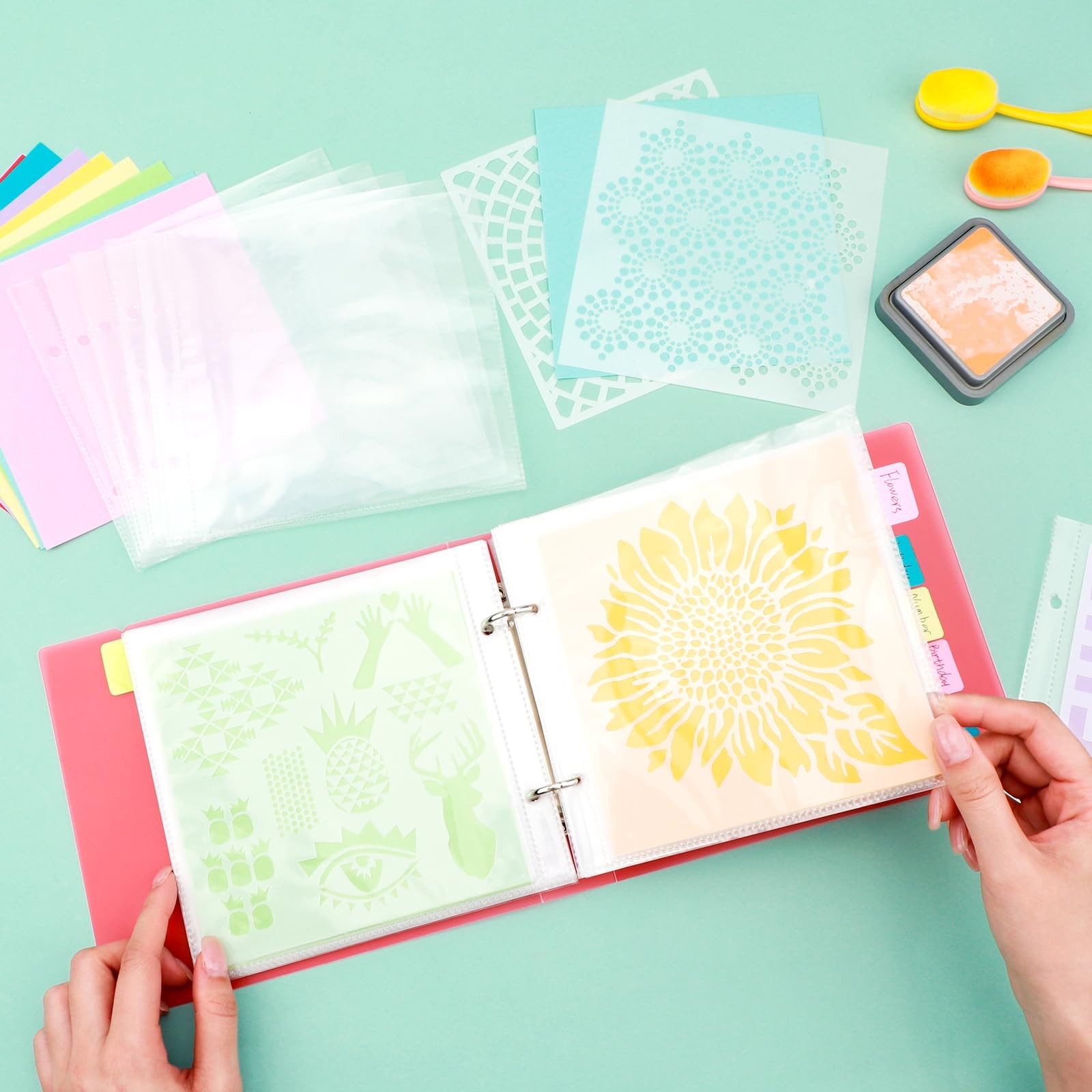 111 Pages1Sets 6×6 Cookie Stencil Storage Binder Die Cut and Stamp Storage Fo…