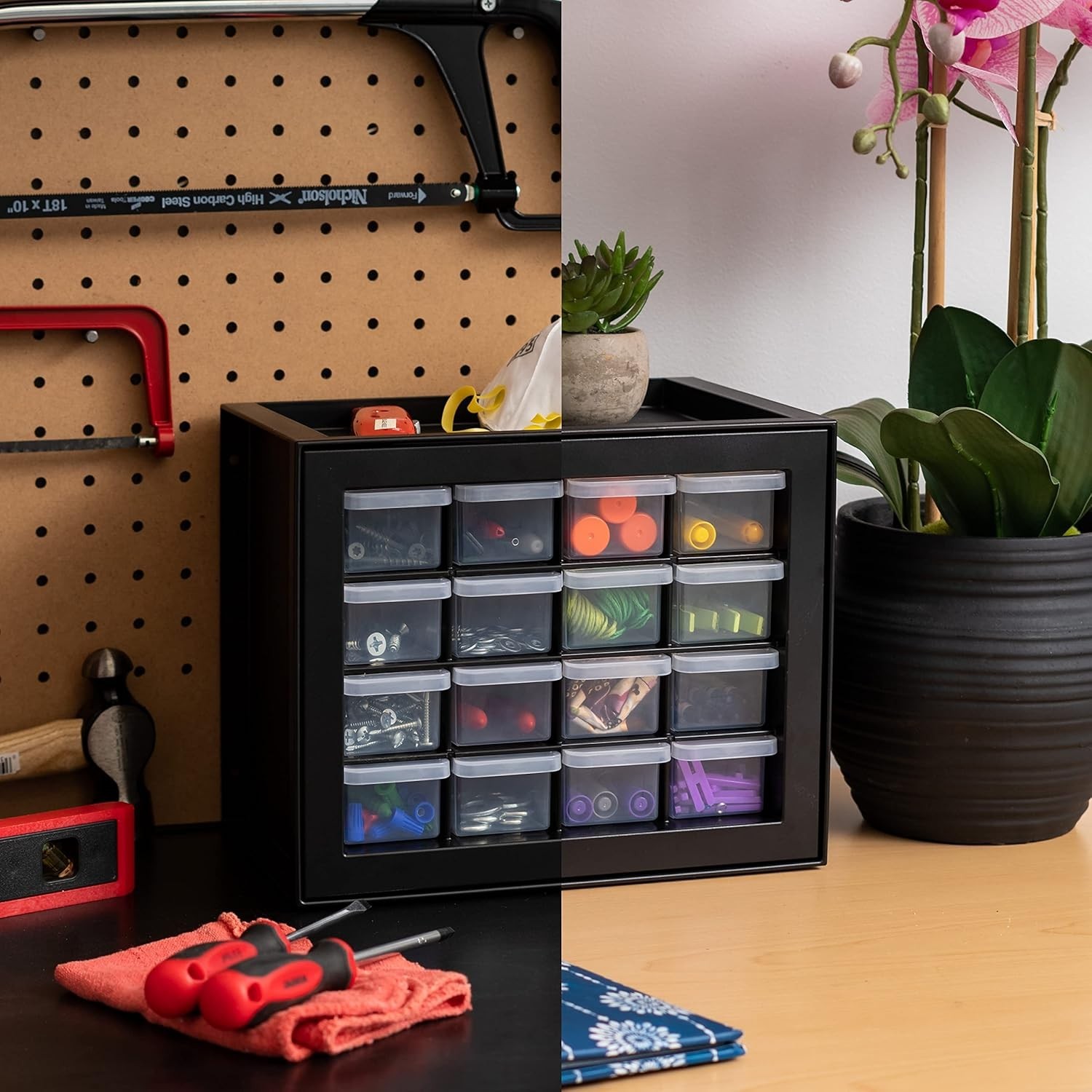 Stackable 16-Drawer Storage Cabinet – Effortless Organization for Small Items