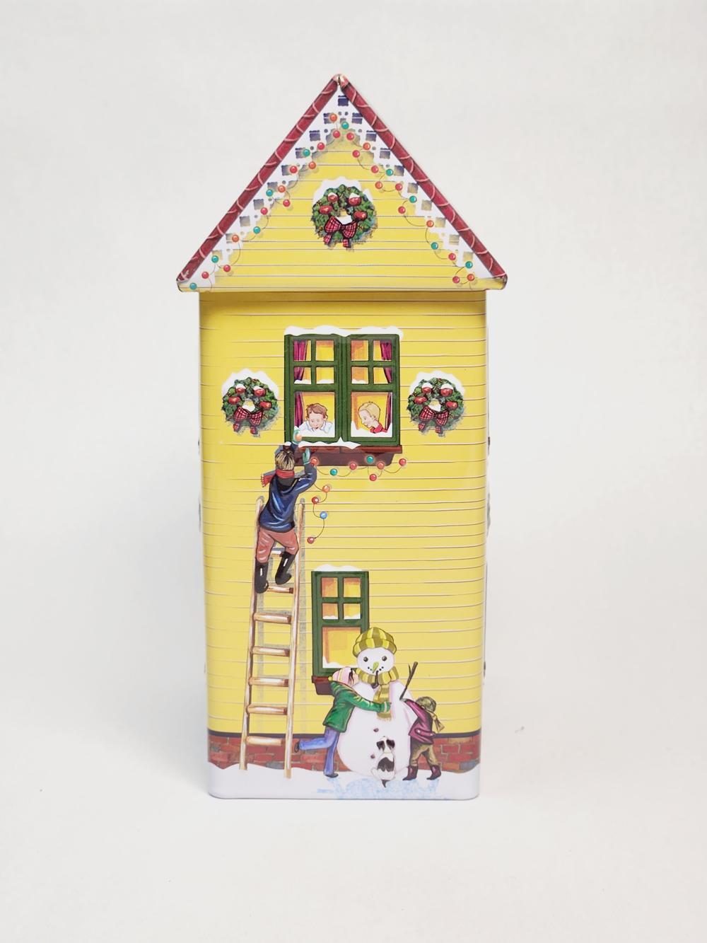 Happy London Yellow Village House Tin Box – 9 in, Multicolor