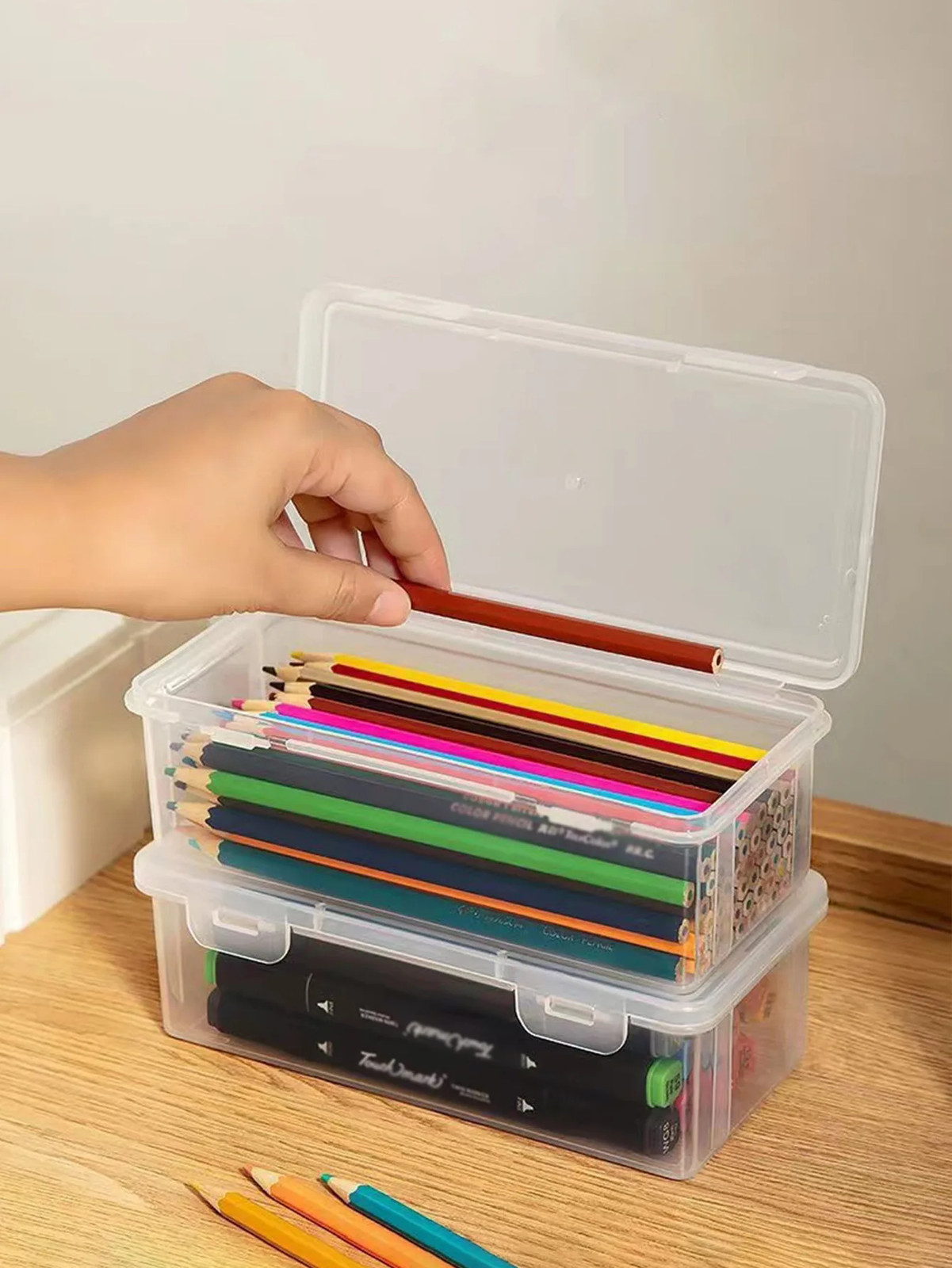 1pc Translucent PencCase Large Capacity Lightweight Convenient for School Suppli