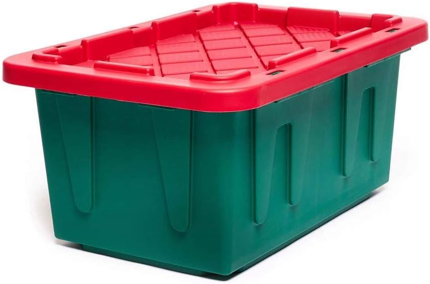 Holiday Plastic Storage Container 15 Gallon – Set of 2 Green and Red 2 Sets