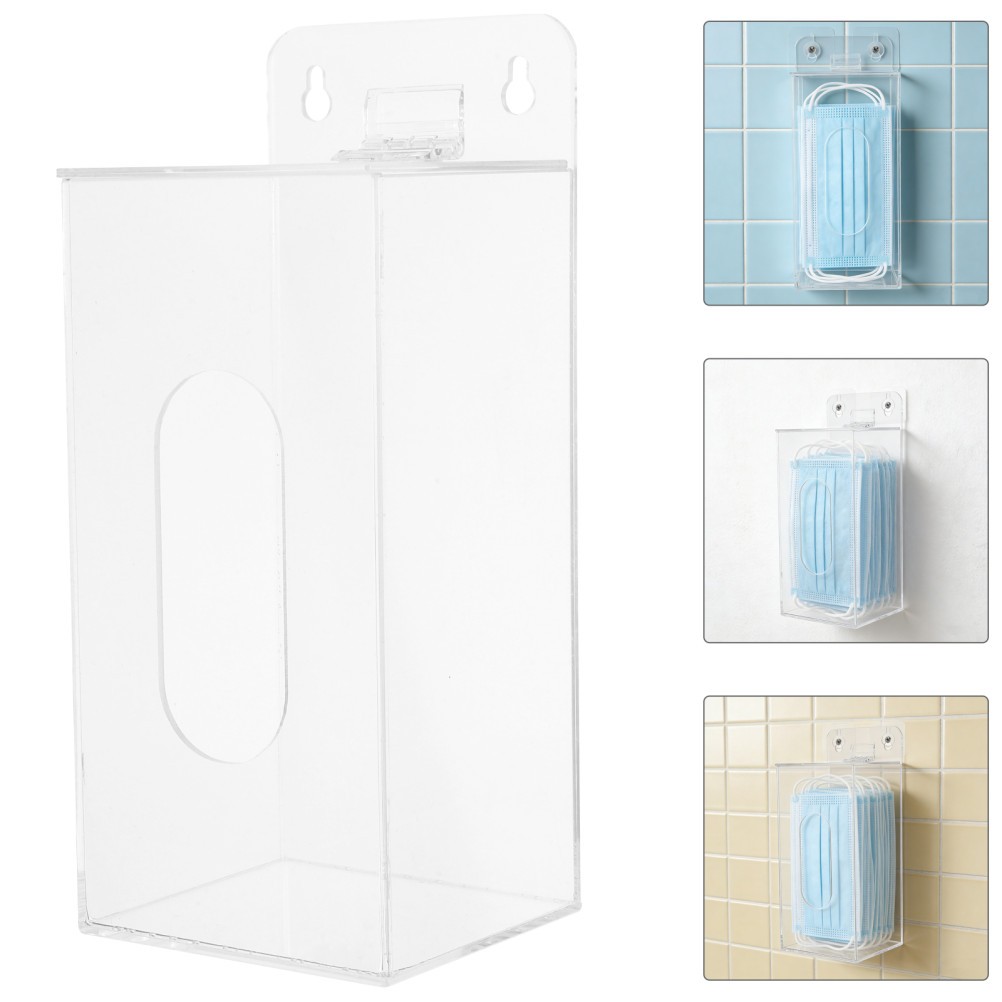 Clear Box Dispenser Holder Kitchen Gloves Face Mask Organizer Wall Mount