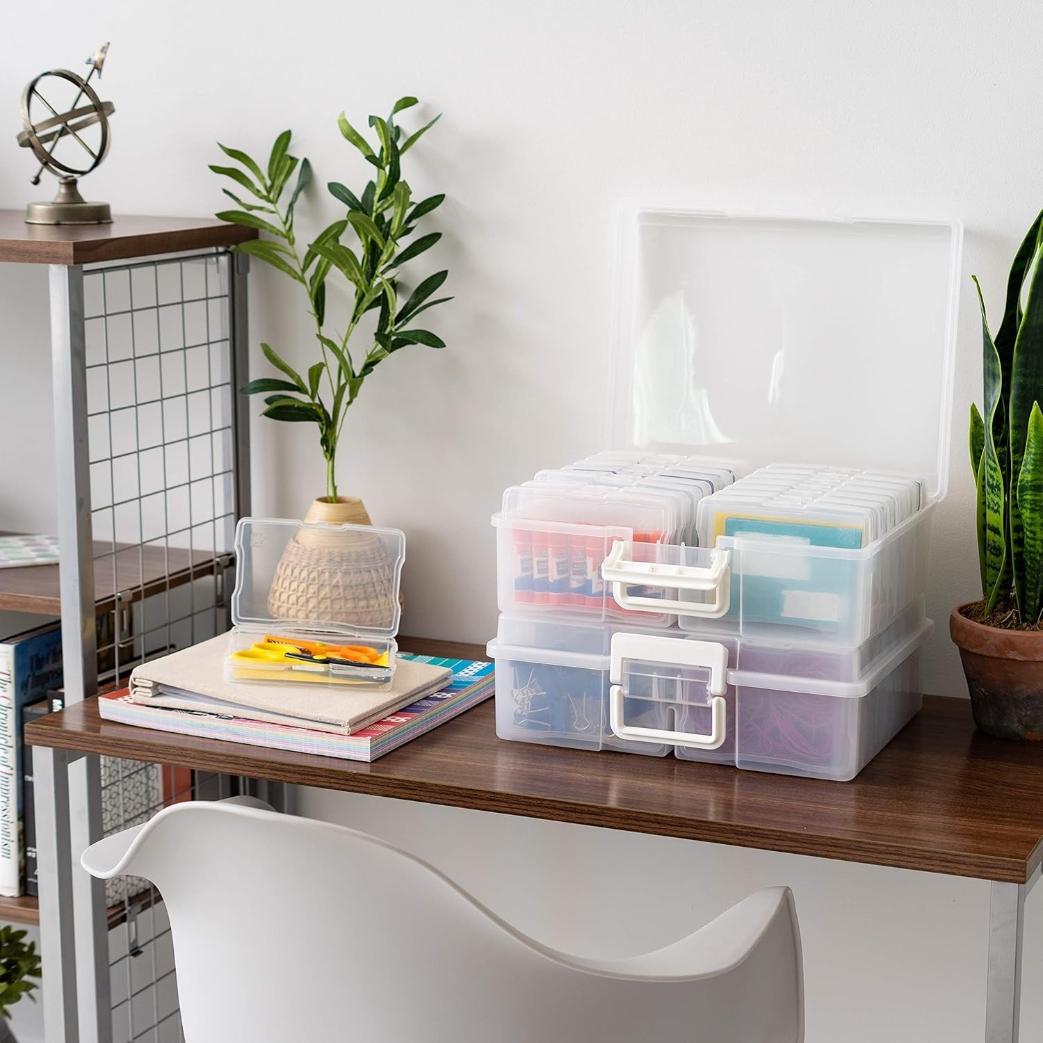 Photo Storage Box 16 Cases Fits 4×6 Pictures Cards Craft Organizer Clear 2 Pk