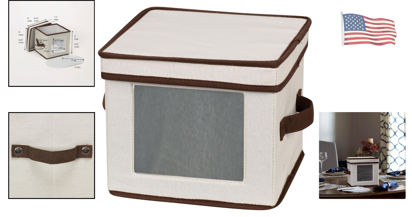 Durable Hard-Sided Storage Box for 12 Desserts Plates/Bowls, Felt Cushions
