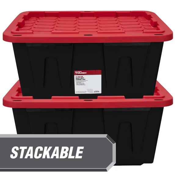 (6 pack) Hyper Tough 27 Gallon Large Storage Bin with Snap Lid