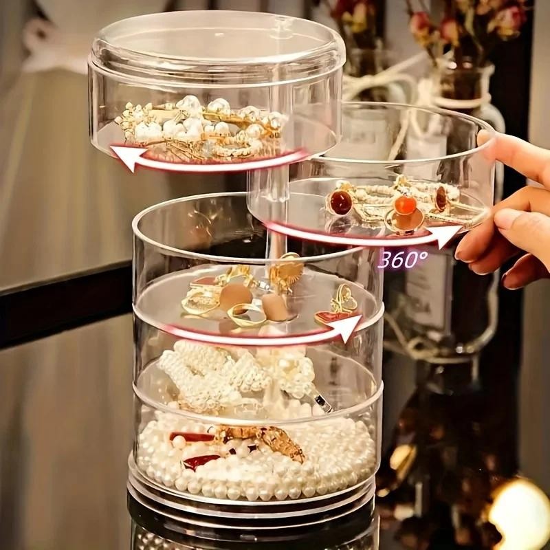 Transparent Rotating Organizer Box Dustproof Waterproof Large Capacity Storage C