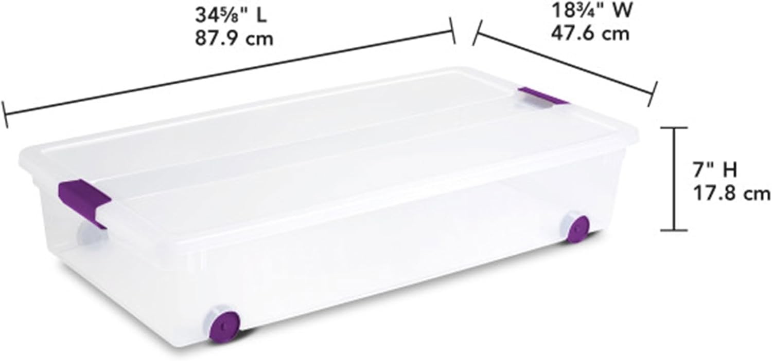 4-Pack 60 Quart ClearView Latch Box Wheeled Organizer Bins W/ Latching Lids