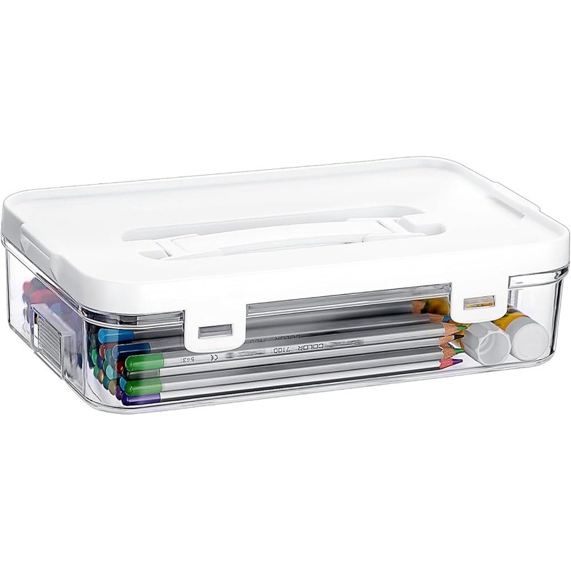 Clear Plastic Craft Storage Box Stackable Organizer Art Sewing Supplies New