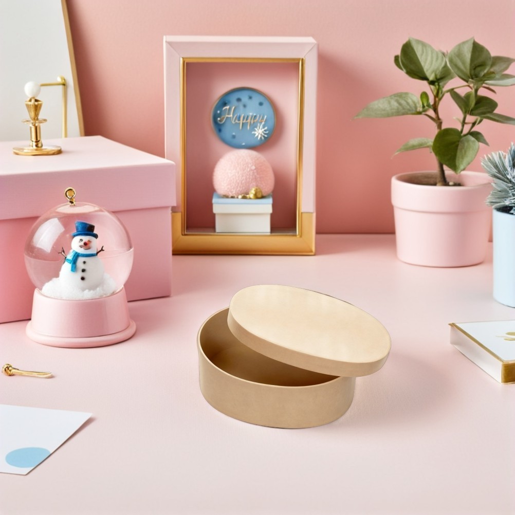 4 Pcs Oval Gift Box Paper Kraft Boxes Pressed Flower Storage Kit Gifts