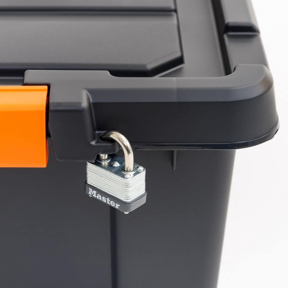12 Gal Heavy Duty Stackable Storage Tote with Latching Lid Black