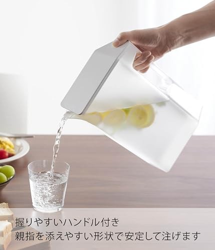 Yamazaki – tower Handled Slim Cold water pitcher 2L White H27.5cm (1816)