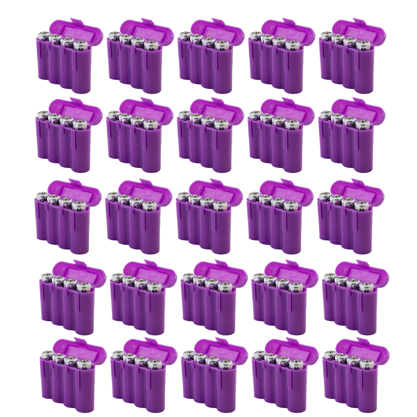 Twenty Five EBC Battery AA AAA Purple Plastic Battery Storage Case Holder Box