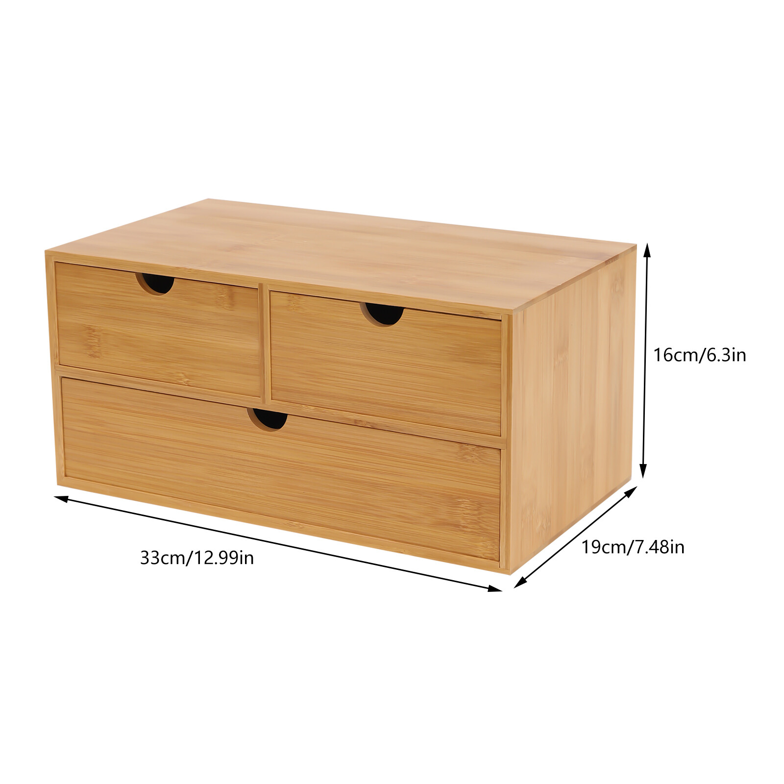 Natural Bamboo Desk Top Organizer Small with 3 Drawer Shelf No Assembly Required