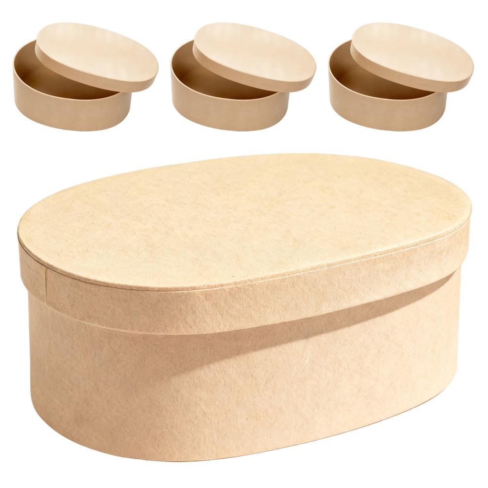 4 Pcs Oval Gift Box Paper Kraft Boxes Pressed Flower Storage Kit Gifts