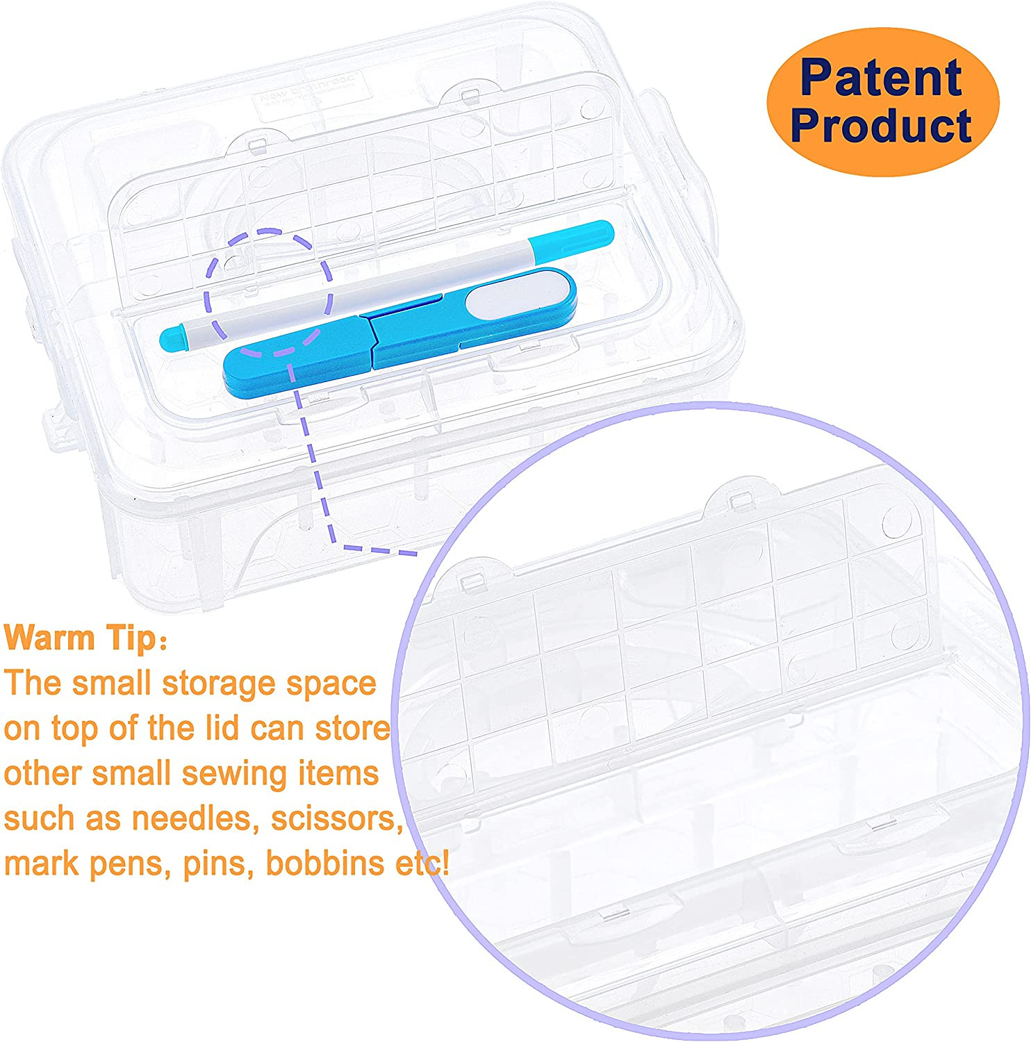 4 Layer Stackable Clear Storage Box Organizer | Holding 80 Spools, to Store Home