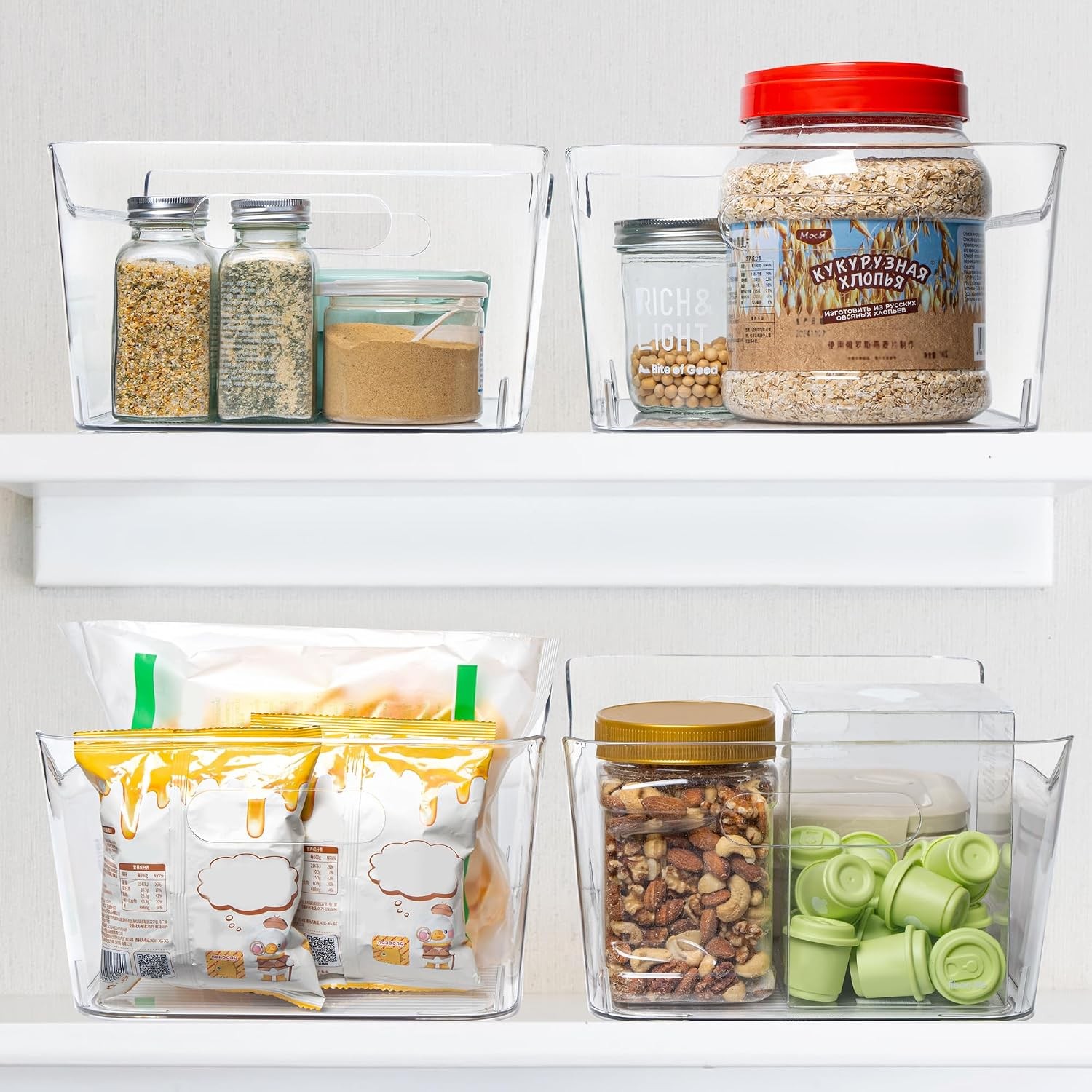 Tiawudi 2 Pack Plastic Storage Bins, Extra Large Pantry Organizer, 13.5&Prime; x…