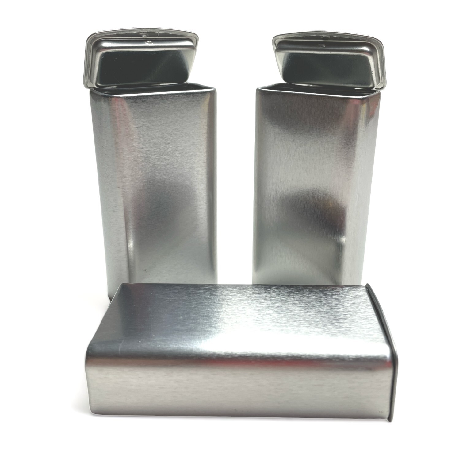MagnaKoys Rectangular Silver Metal Hinged Lid Tin Containers (7 Pack)