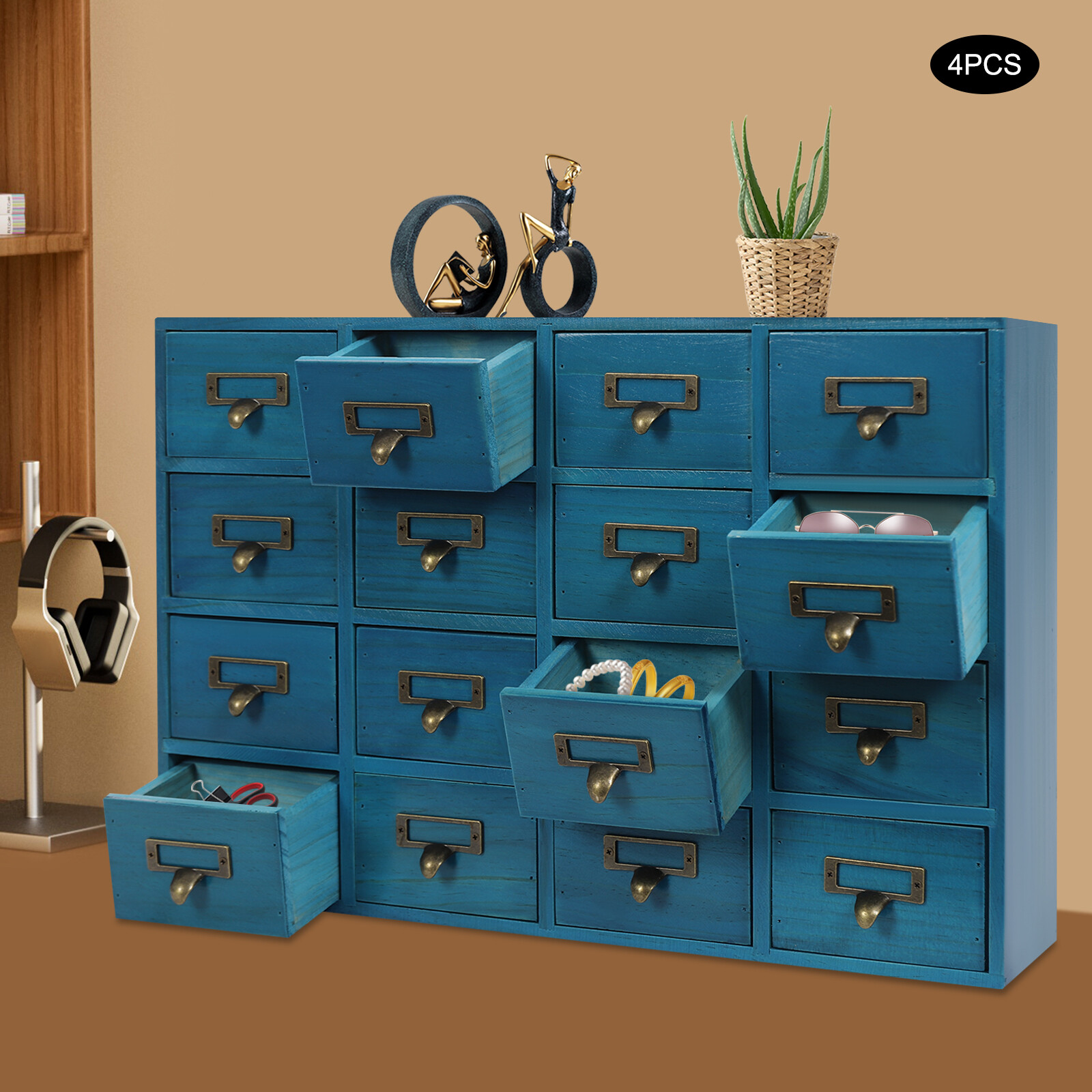 Storage Cabinet, 64-Drawer Storage Box, 4 PCS Drawer Cabinets