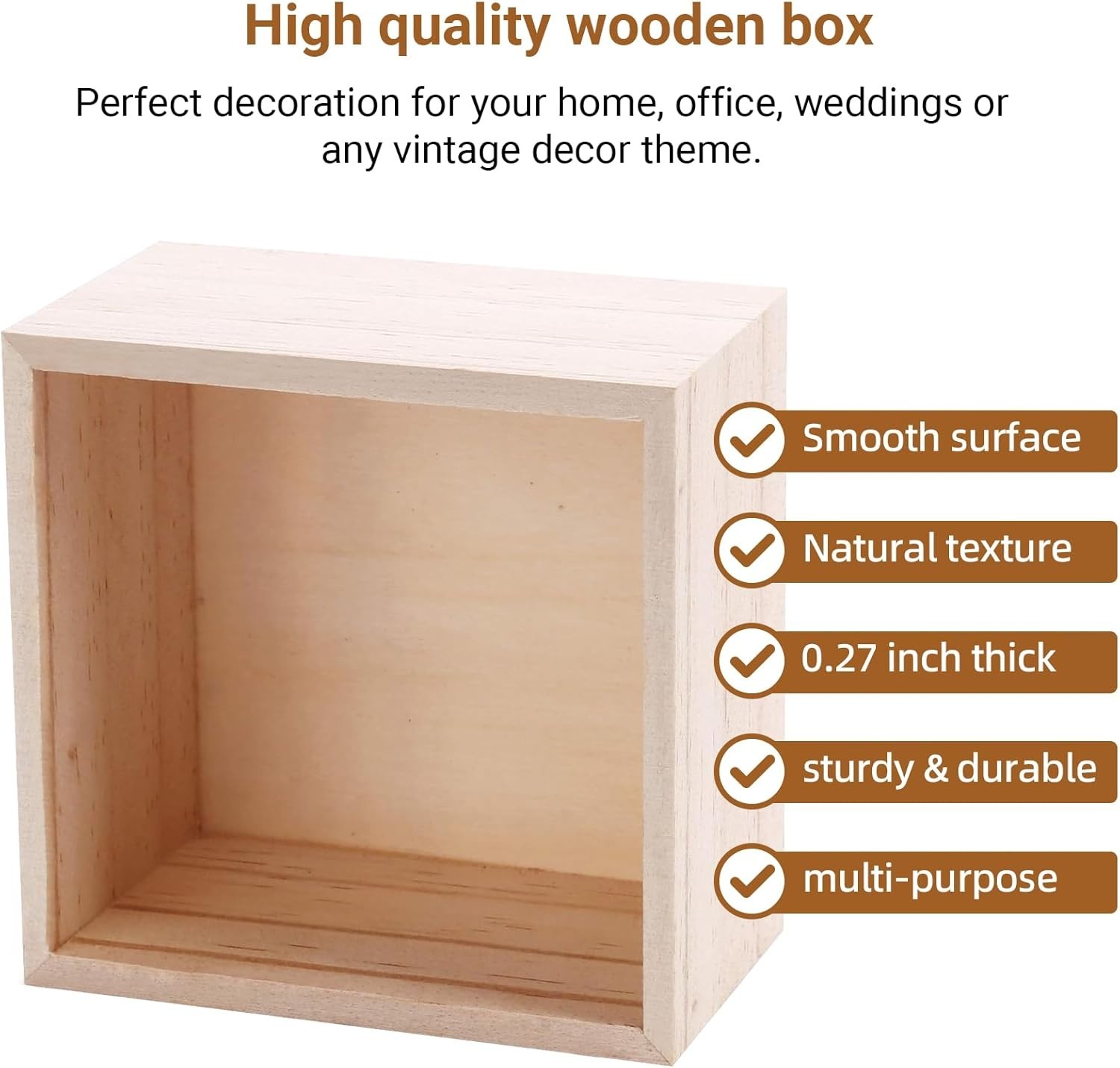 Stackable Unfinished Wooden Boxes – 12 Pack Craft Organizers for Collectibles