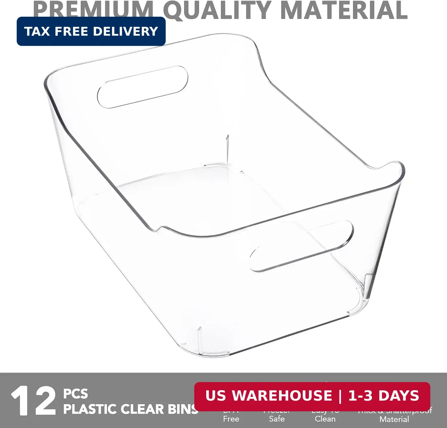 Tiawudi 12 Pack Plastic Storage Bins, Multi-Use Organizer Bins, Pantry Organizer