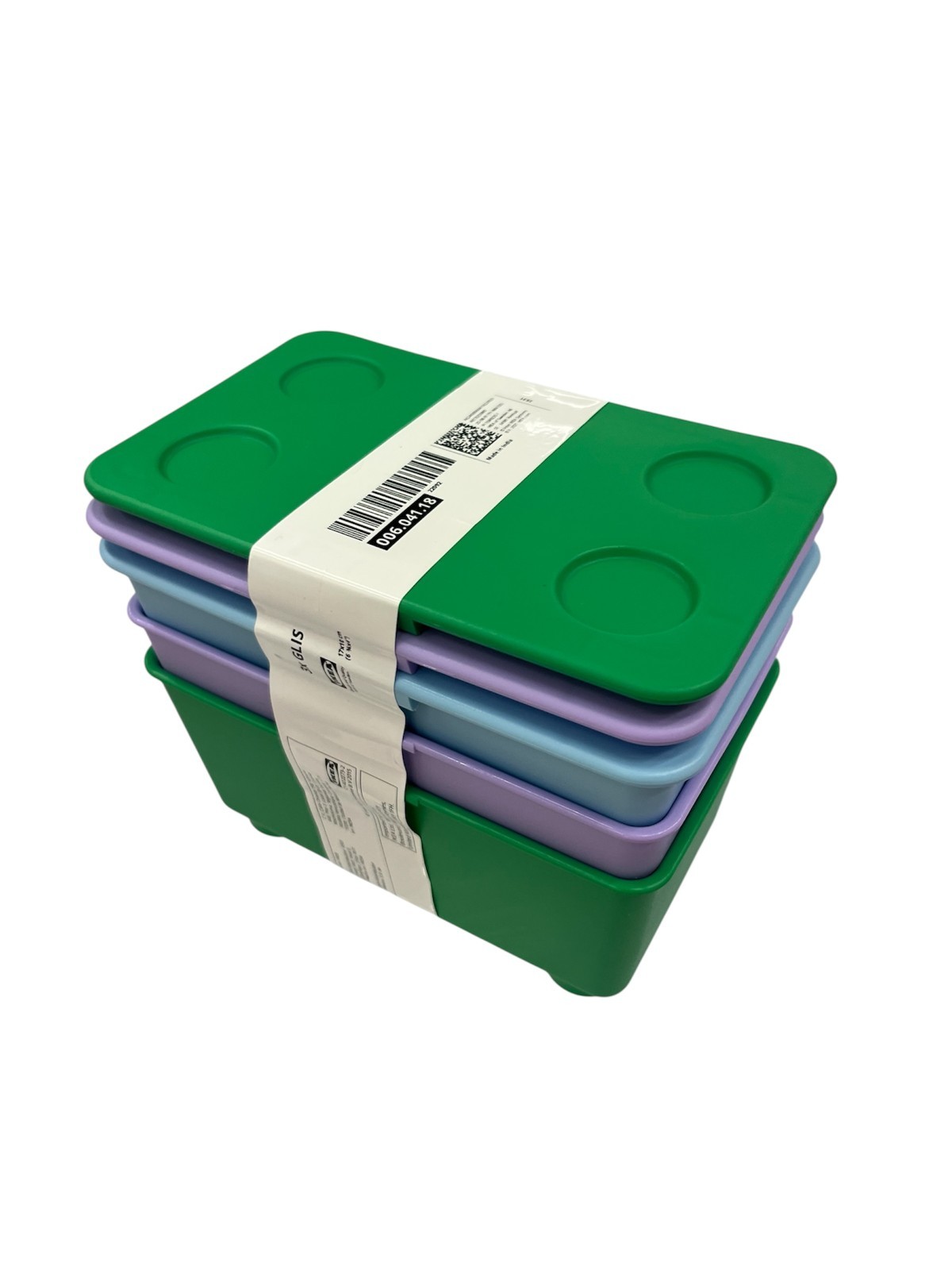 New IKEA GLIS Box with Lid Green Lilac/Blue Storage (6 ¾x4 « ) 006.041.18