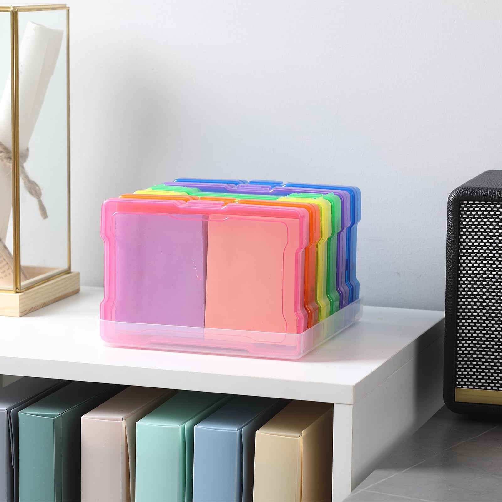6 Pack 4”x6” Photo Storage Boxes – Multi-Colored Plastic Organizer Cases with…