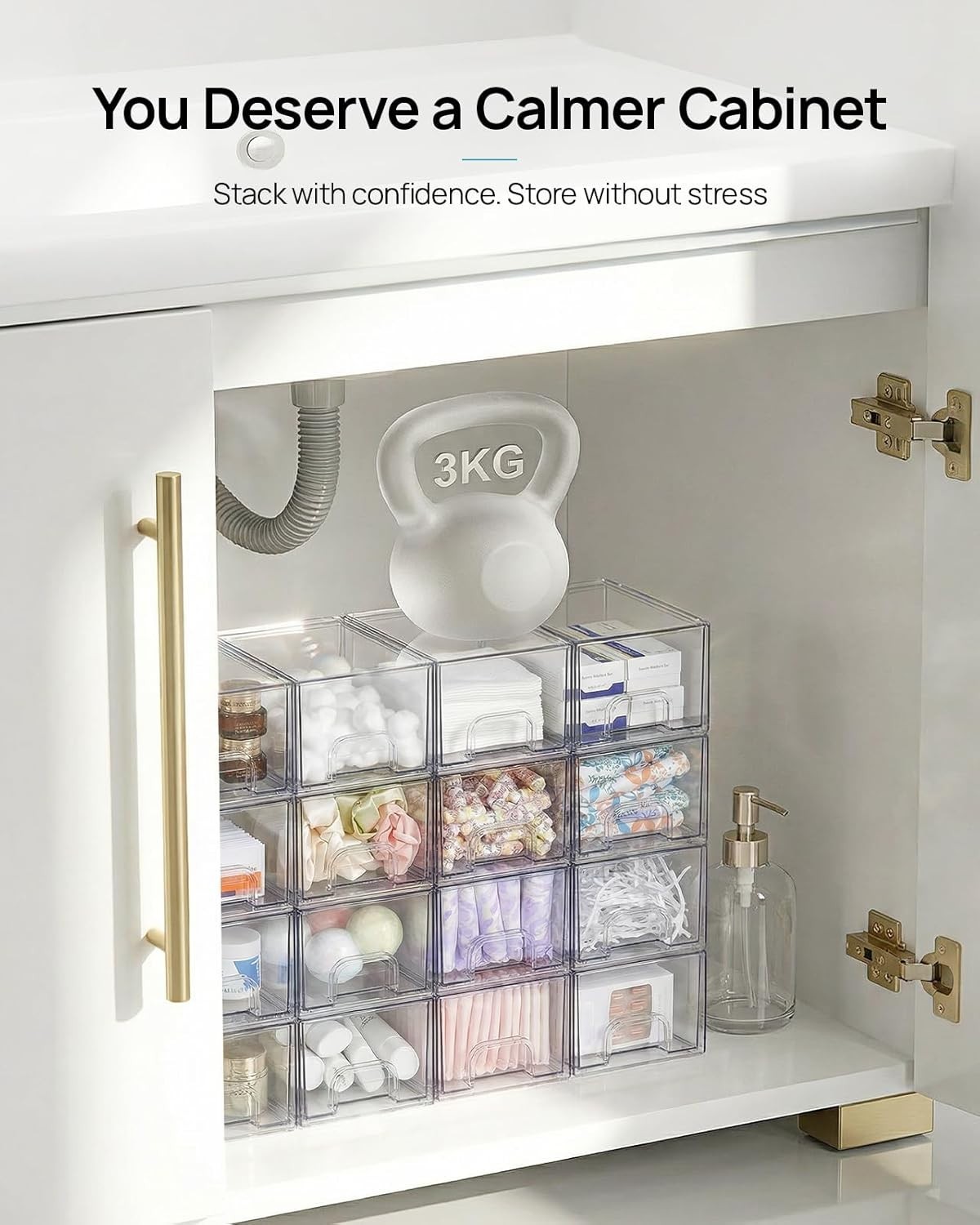 4 Pack Clear Acrylic Stackable Drawers – Stylish Makeup & Home Organizer