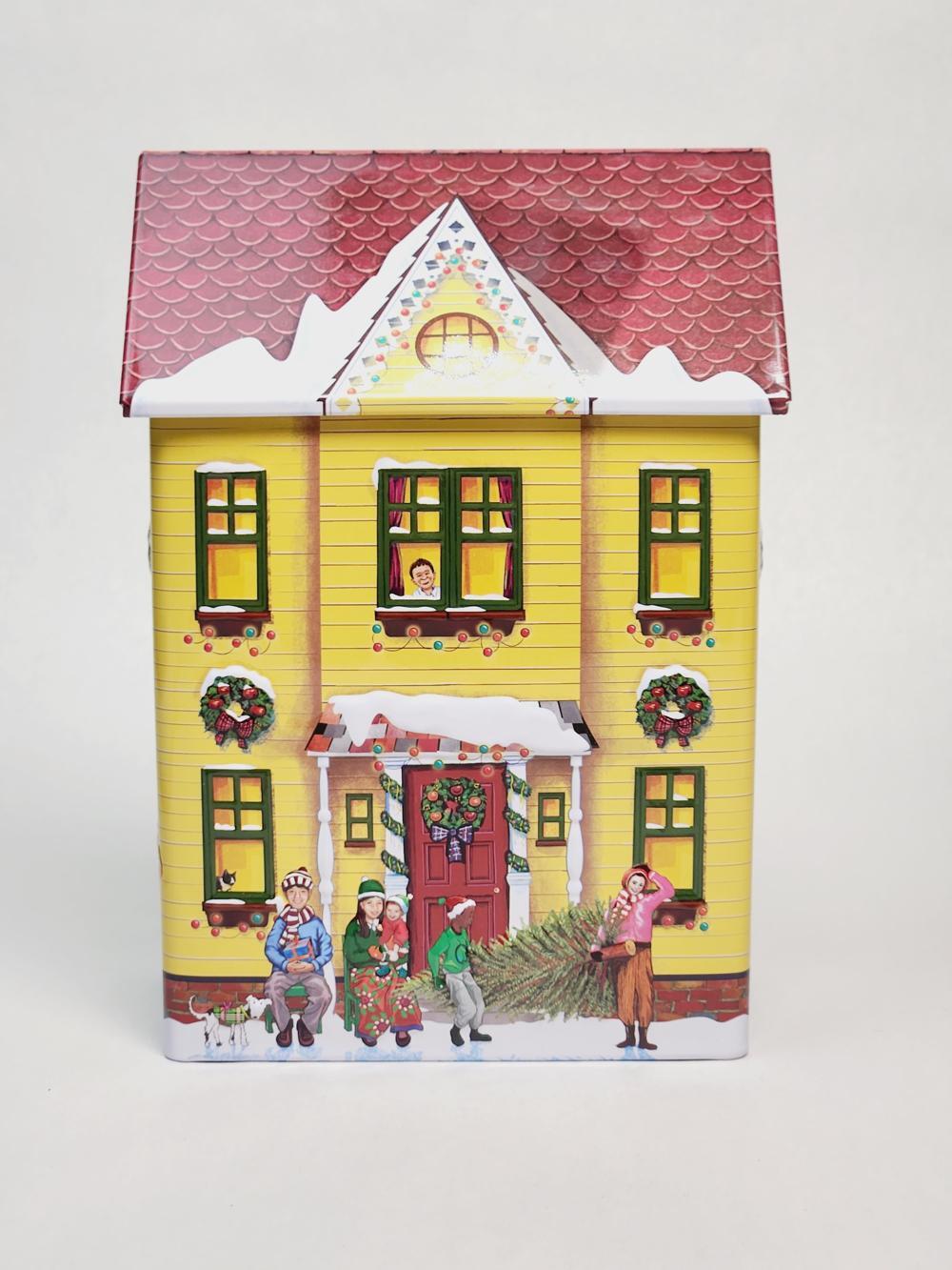 Happy London Yellow Village House Tin Box – 9 in, Multicolor