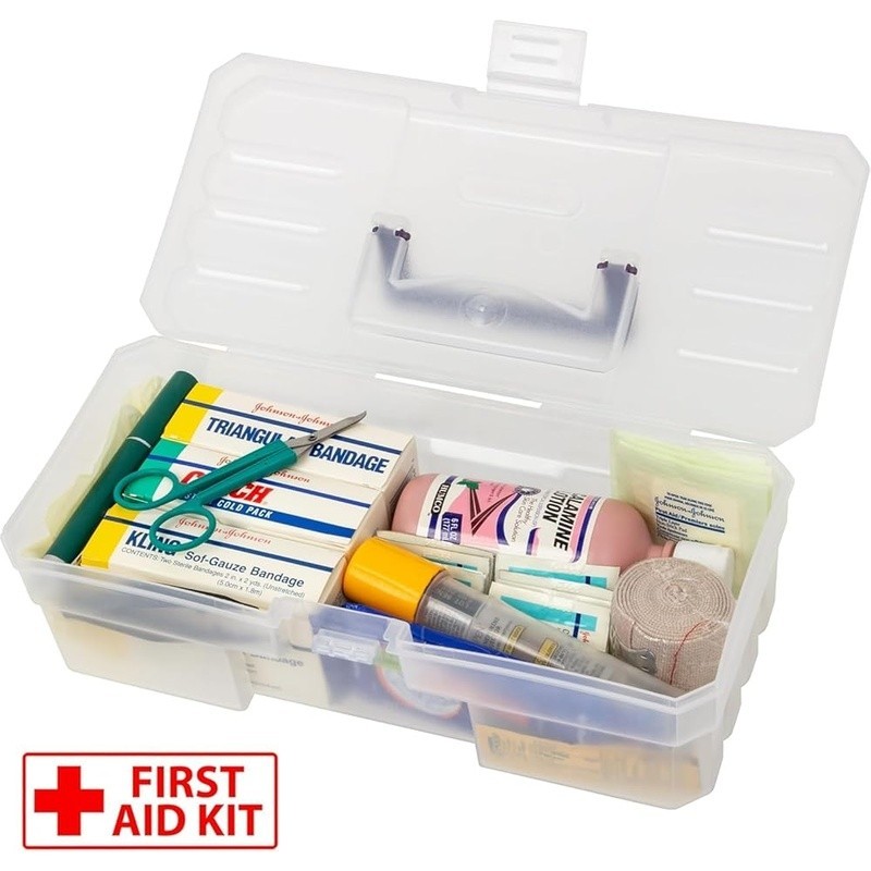 Durable Clear Plastic Toolbox W/ Secure Latch Easy Use Water Resistant Storage