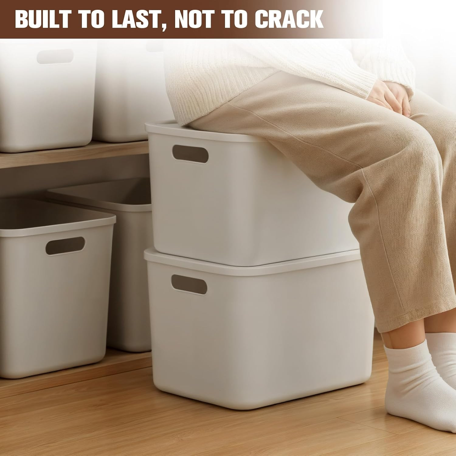 Large Plastic Storage Bins with Lids – 5PCS Organizer Baskets for Home & Office