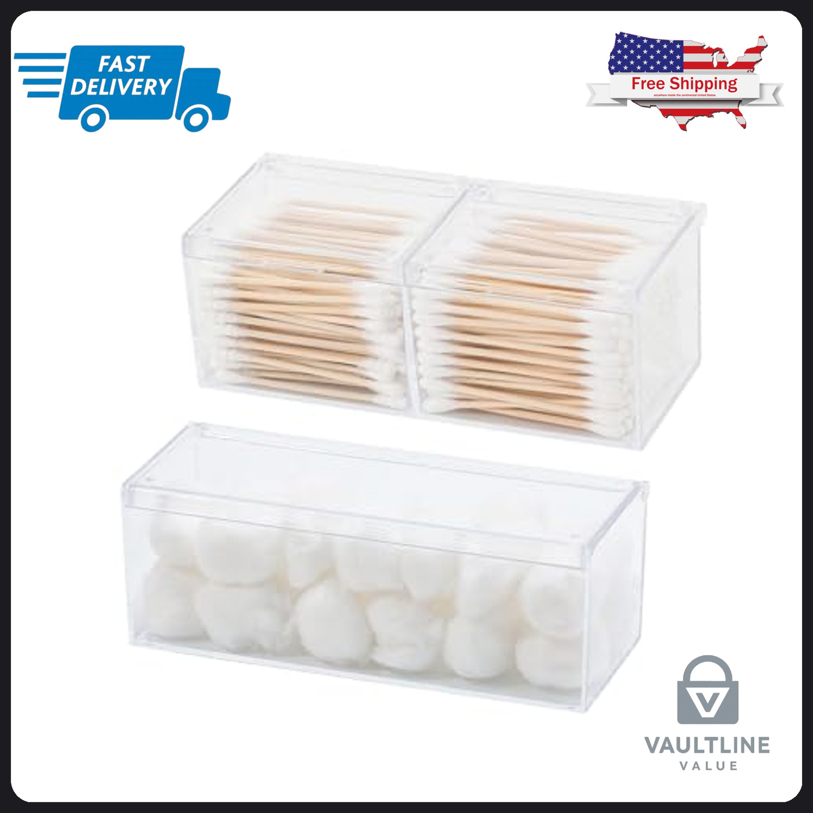 2 Pack Goxitax Clear Plastic Bathroom Canisters – Stackable Storage Containers
