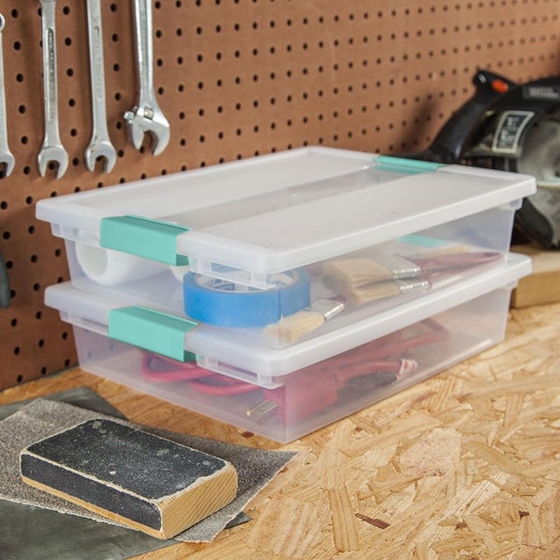 Clear Plastic Storage Boxes Stackable Organizer Durable Containers Home Office