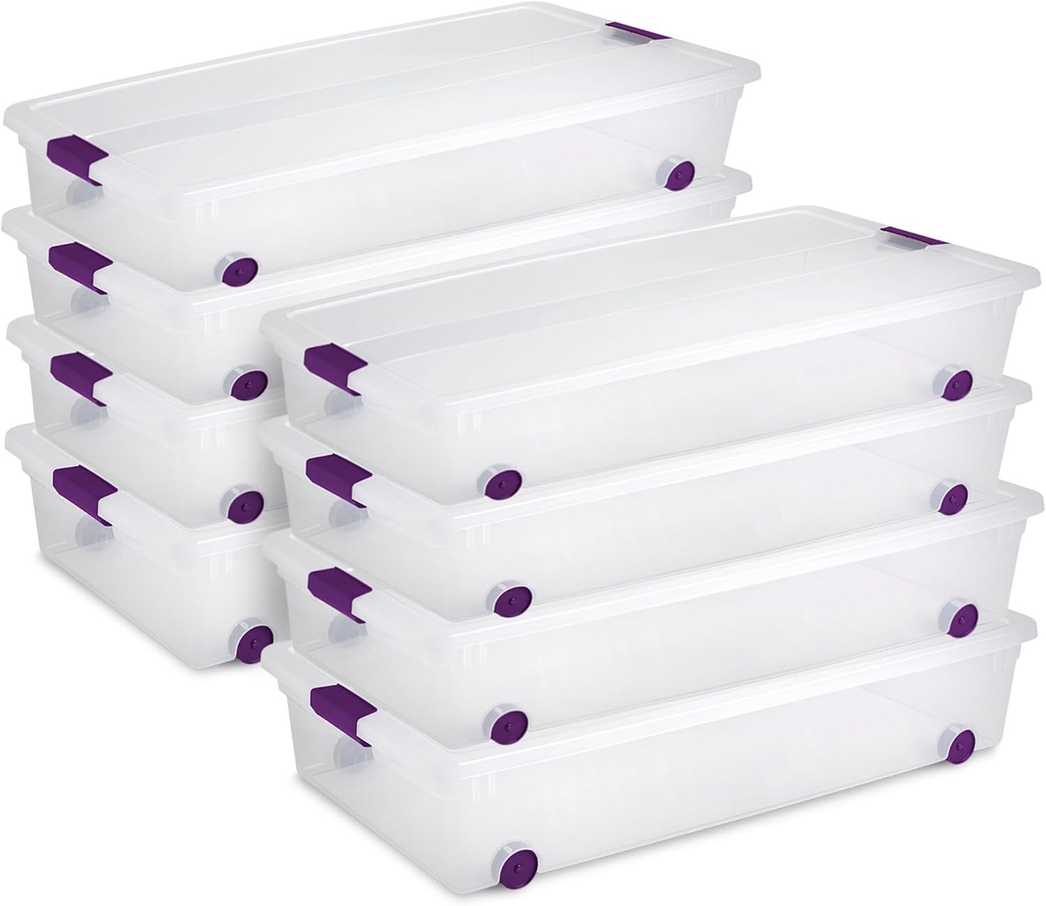 4-Pack 60 Quart ClearView Latch Box Wheeled Organizer Bins W/ Latching Lids