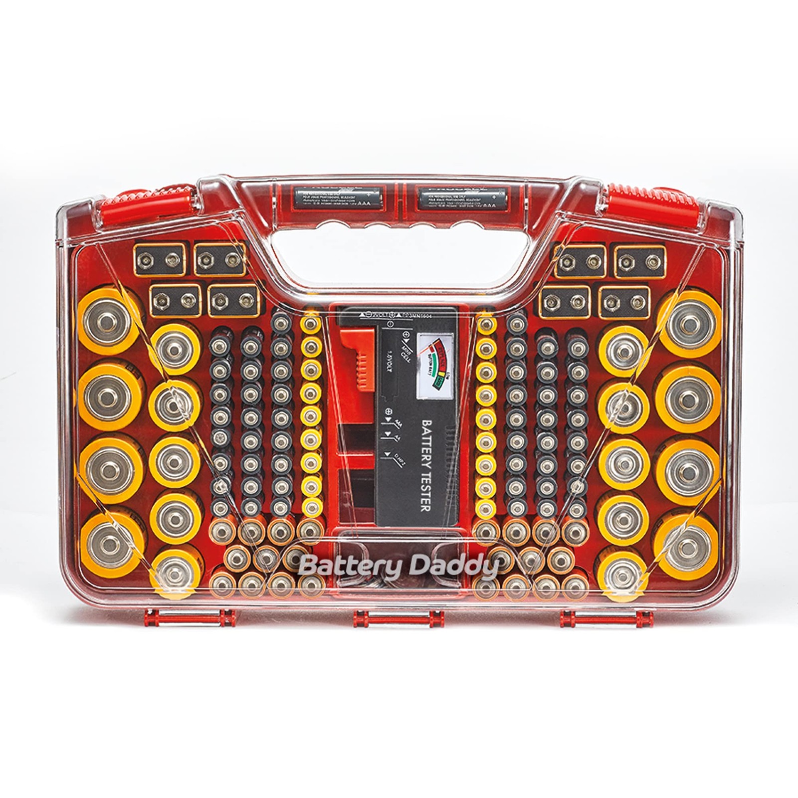 Ontel Battery Daddy Storage & Organizer Case Original – 180 Batteries, Red