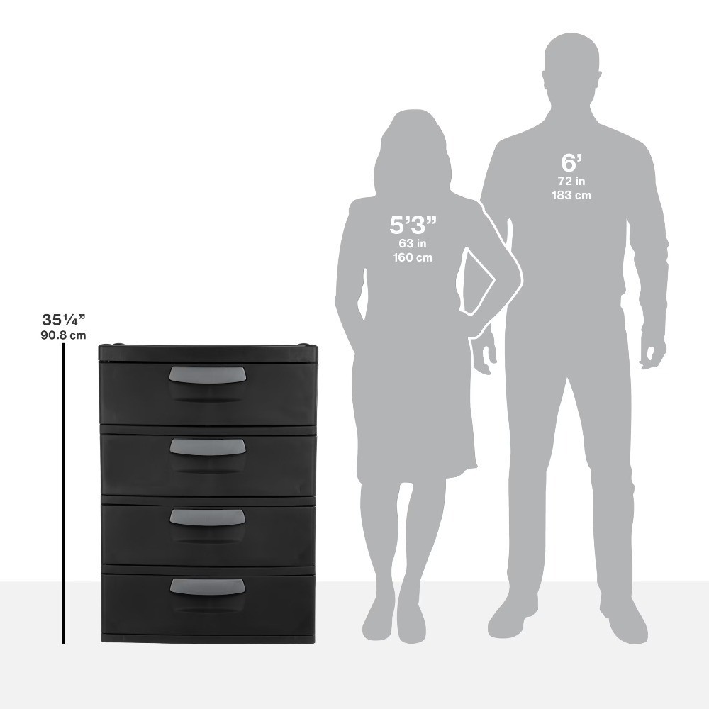 Heavy Duty 4 Drawer Storage Unit Plastic Organizer Cabinet for Garage Basement