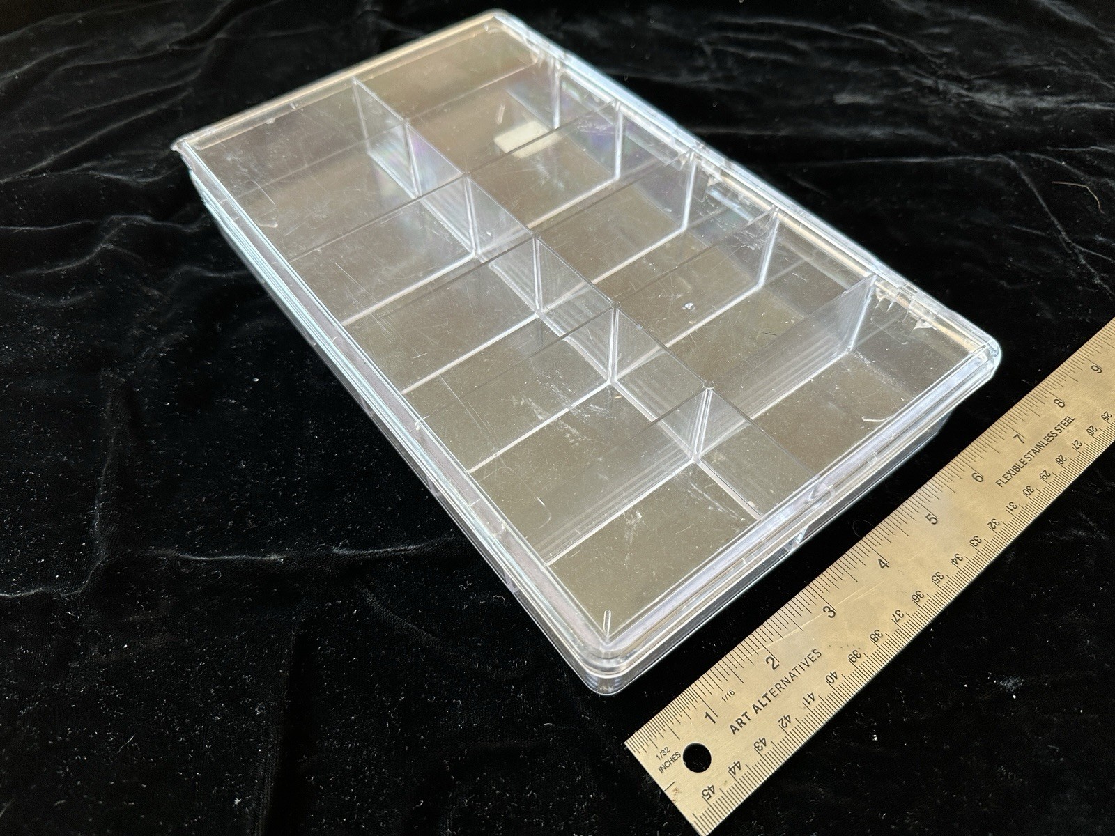 12 Compartment Plastic Storage Box 11”x6.5”x1.75” Good Condition Container Store