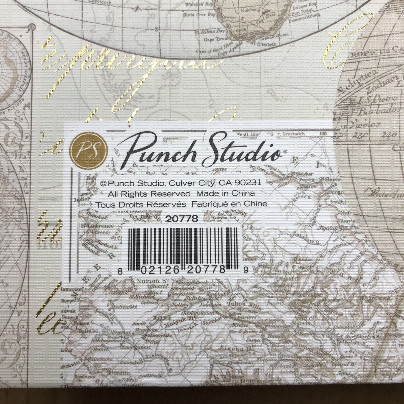 Punch Studio Beige Atlas World Map Memory Gift Book Box 20778