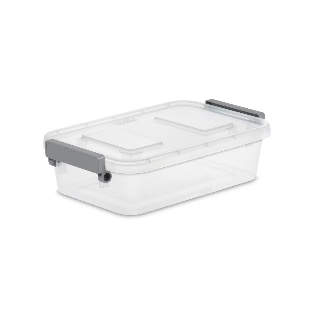 (2 pack) Modular 2.7 Quart Small Latching Storage Bin, Clear Plastic Storage