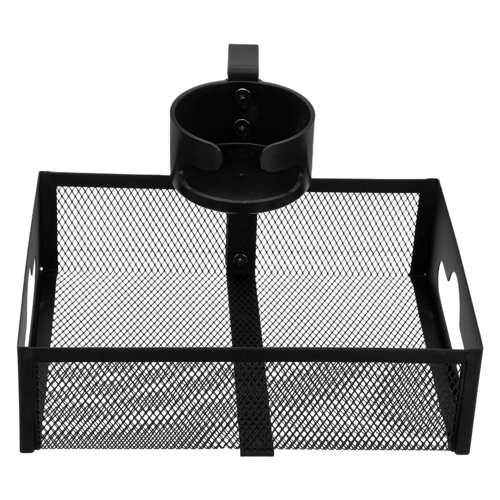 Snack Storage Rack Clamp-on Tray Cup Holder with Basket