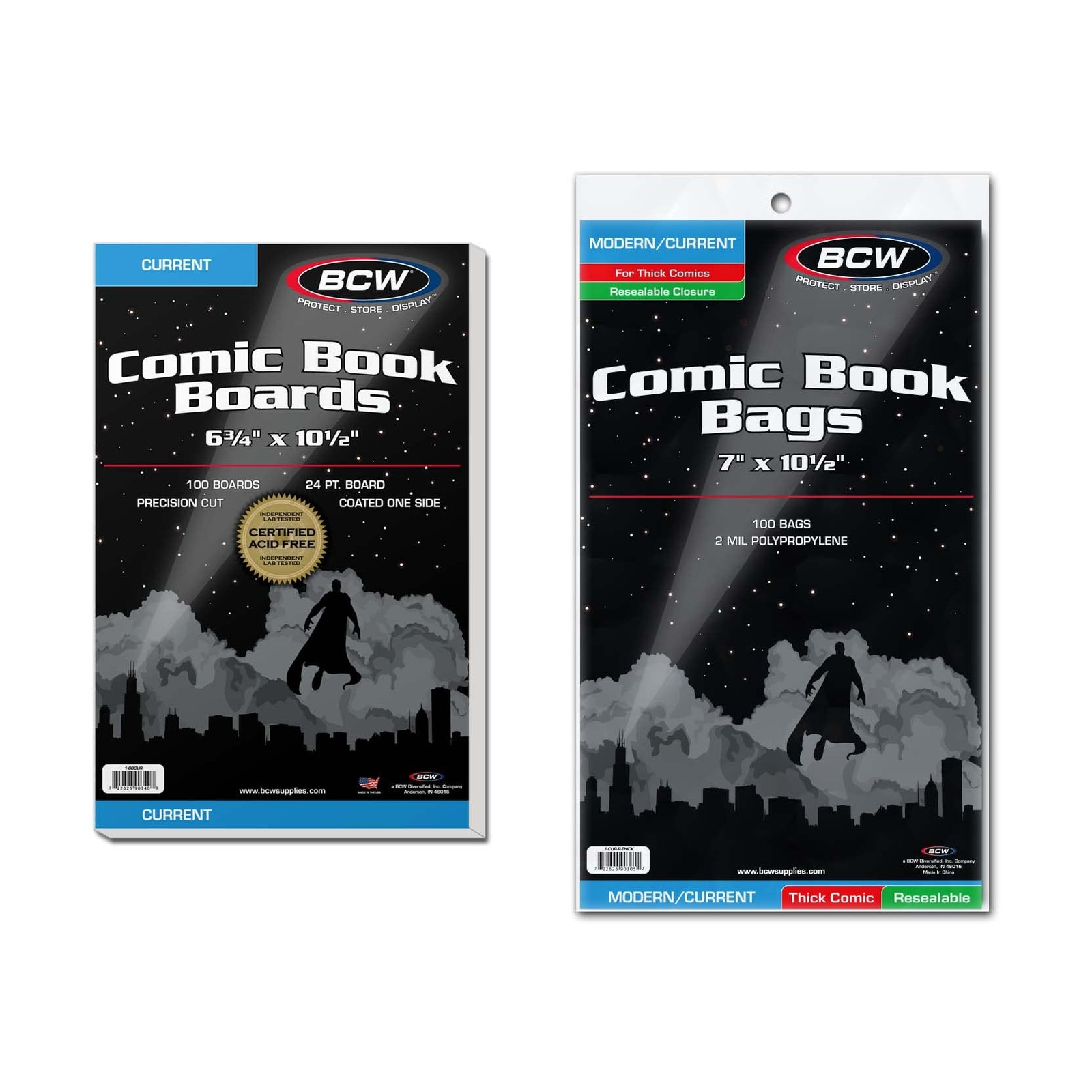 Resealable Thick Current Comic Bags and Backing Boards – 100 ct