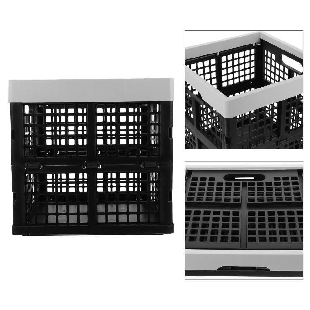 Stackable Foldable Plastic Utility Storage Bin for Auto Camping and Car Trunk