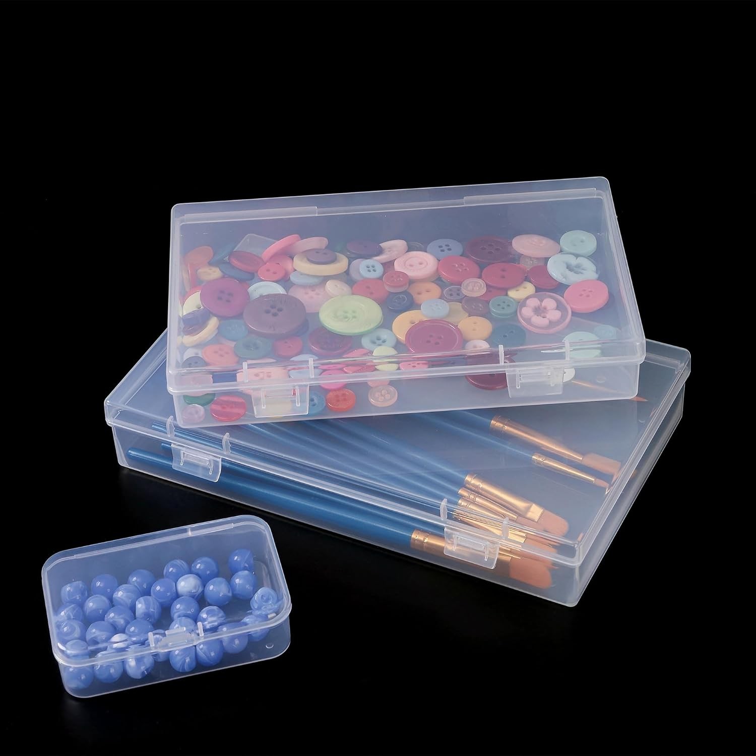 20 Pieces Mixed Sizes Rectangular Empty Mini Clear Plastic Organizer Storage Box