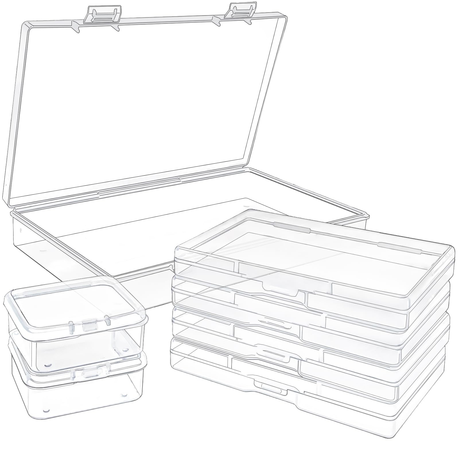 7 Pack Mixed Sizes Plastic Box with Lid Small Storage Box Playk…