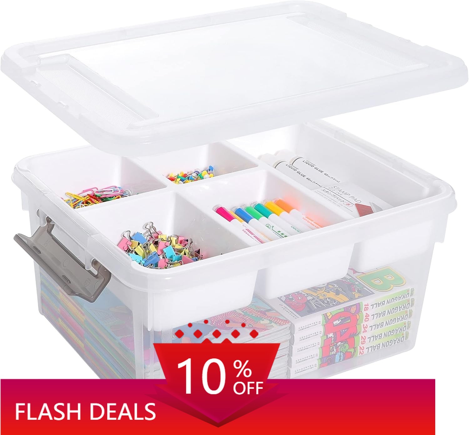 NEW.17-Quart Plastic Storage Container (with Removable Tray)