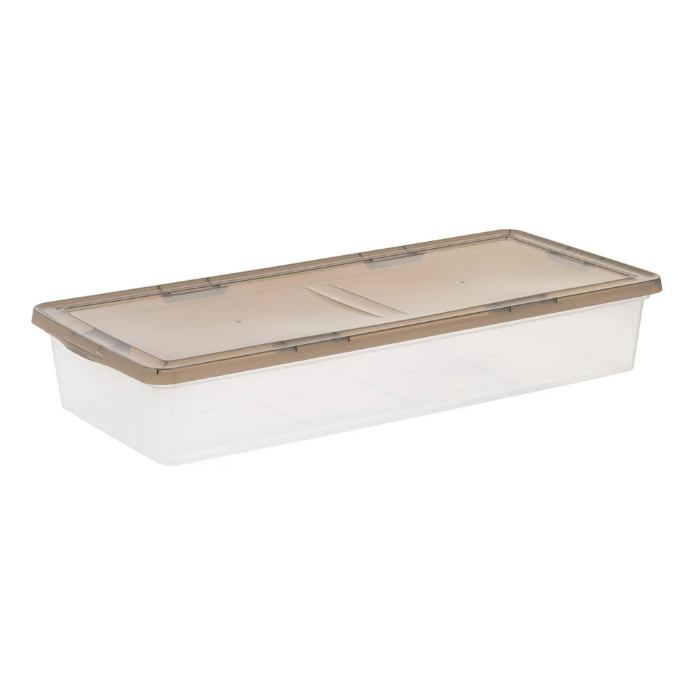 STORAGE BIN Case Container Underbed Stackable Plastic with Lid, Clear